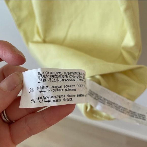 Zara Puff Voluminous Ruffle Poplin Sleeve Bodycon Mini Dress Pastel Yellow Sz M - Picture 11 of 16